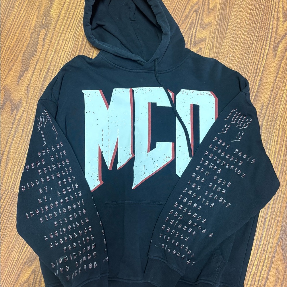Alexander McQueen Black Hoodie with Graphic Sleeves